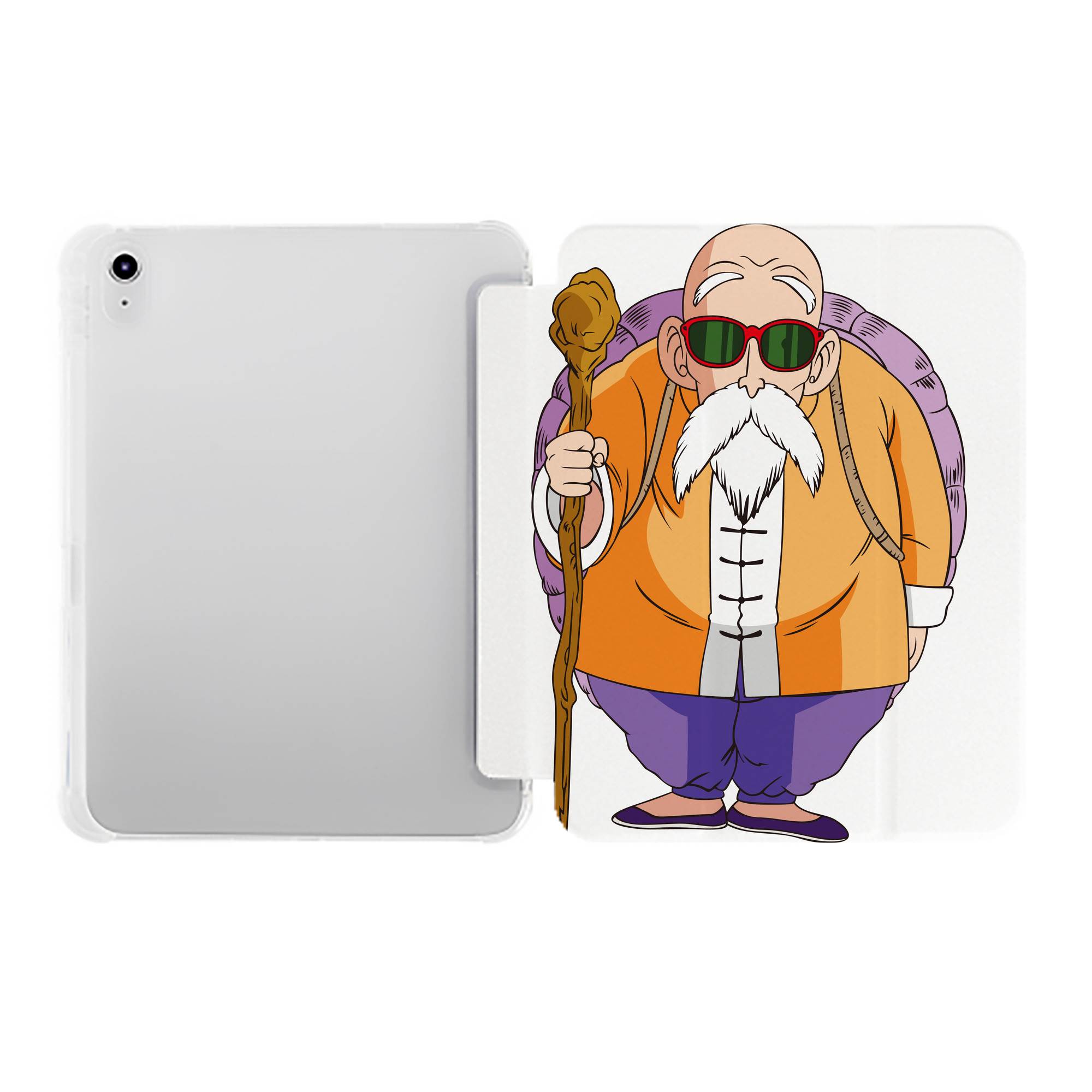 （画像用） ドラゴンボール 亀仙人（かめせんにん） DRAGON BALL Master Roshi Kame Sennin IPad ケース ペン収納付き 三つ折りスタンド PUレザー×シリコン 対応機種9.5/10.5/10.9インチ